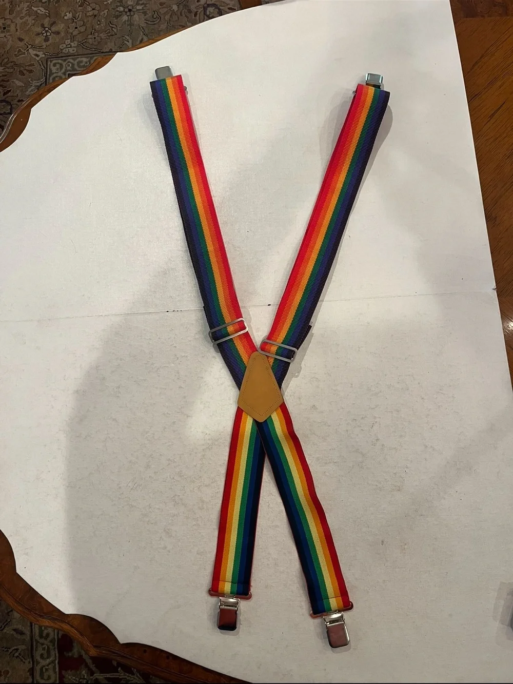 Vintage Striped Rainbow wide Suspenders. Adjustable. So cool! - Picture 1 of 7
